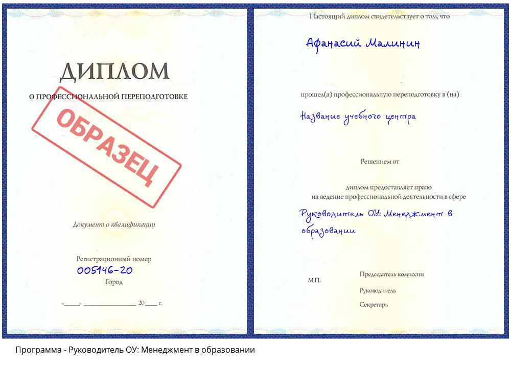 Руководитель ОУ: Менеджмент в образовании Санкт-Петербург