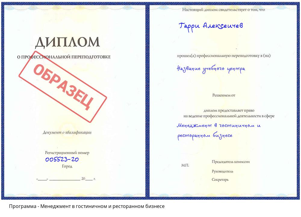 Менеджмент в гостиничном и ресторанном бизнесе Санкт-Петербург